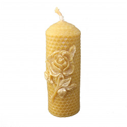 Bougie avec rose en cire d'abeille biologique